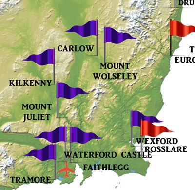 eastern Ireland Golf Course Map