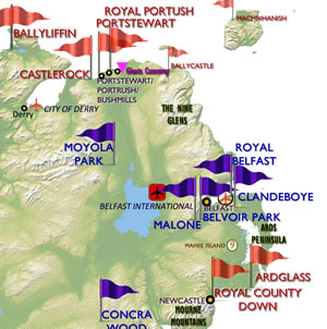 North Ireland Golf Map