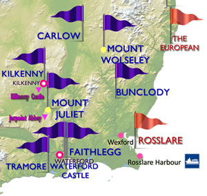 Southeast Ireland Golf Map