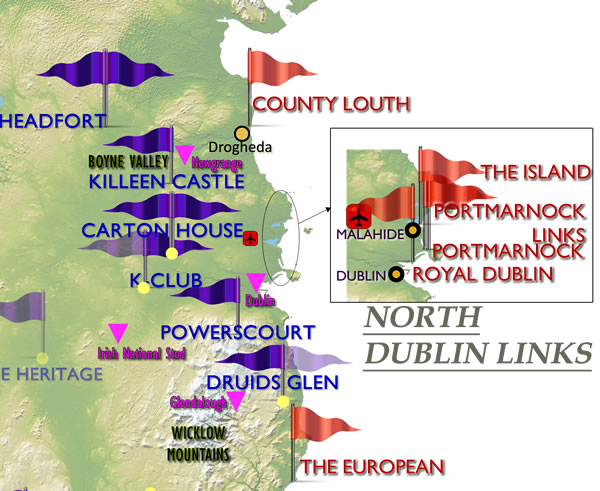 East Ireland Golf Map